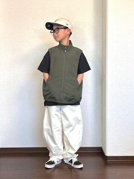 「NEW ERA（ニューエラ）のアイテム（キャップ）」を使った、ryoooutaaaさん（キッズ・132cm）の春コーディネート