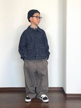 「チェックシャツ」｜ryoooutaaaさん（キッズ・129cm）の秋コーディネート