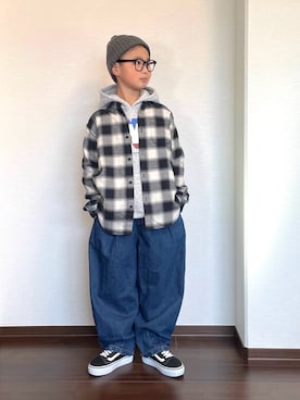 「アイテム（パーカー）」を使った、ryoooutaaaさん（キッズ・129cm）の秋コーディネート