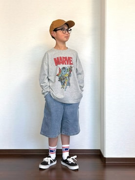 「アイテム（キャップ）」を使った、ryoooutaaaさん（キッズ・132cm）の春コーディネート