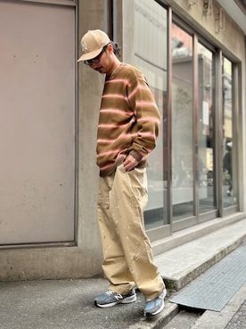 「アイテム（キャップ）」を使った、BAKUさん（メンズ・185cm・20代）の春コーディネート