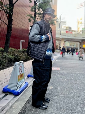 「AiE（エーアイイー）のアイテム」を使った、BAKUさん（メンズ・185cm）の冬コーディネート