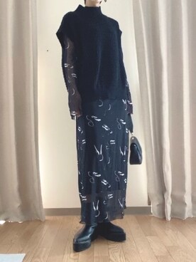 「ZARA（ザラ）のアイテム（ワンピース、ブラック系）」を使った、Kumoさん（レディース・161cm）の秋コーディネート