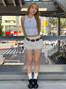 「アディダス(adidas)」｜UIさん（レディース・154cm）の夏コーディネート