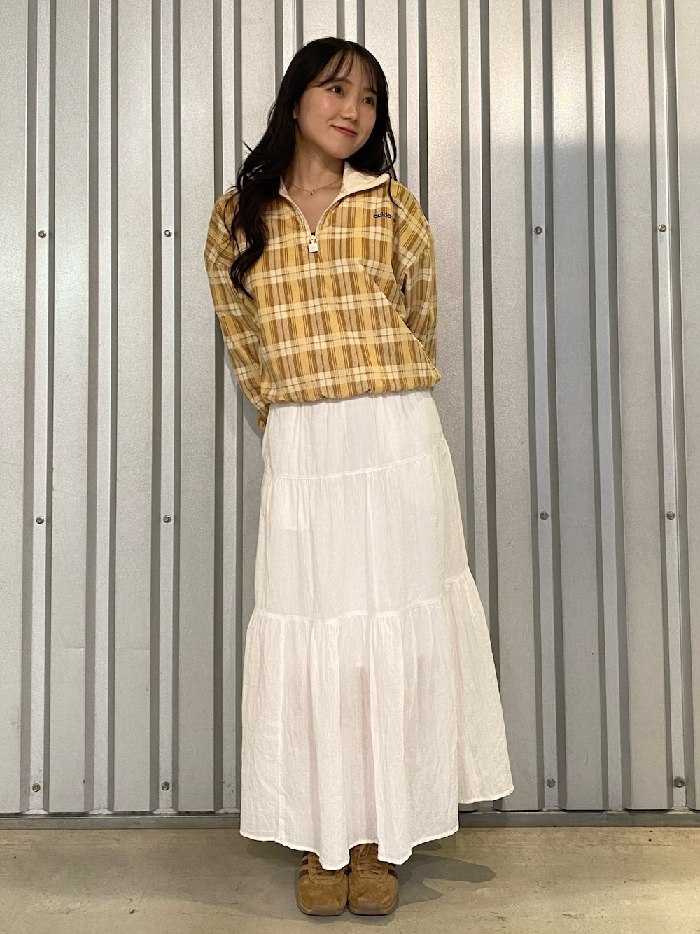 adidas コーデュロイ タータン ハーフジップトップ XL adidas（アディダス）の「コーデュロイ タータン ハーフジップ