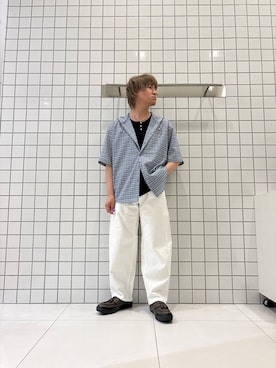「SENSE OF PLACE by URBAN RESEARCH(センスオブプレイスバイアーバンリサーチ)の『別注』Healthknit×SENSE OF PLACE タンクトップ(タンクトップ、ブラック系)」を使った、shinshinさん(メンズ・166cm)の夏コーディネート
