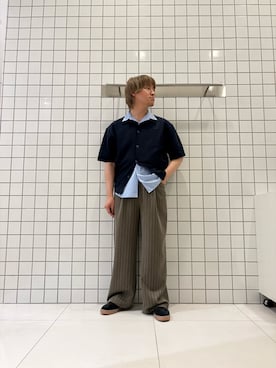 「SMELLY(スメリー)のステンレスラウンドベネチアンネックレス(ネックレス、シルバー系)」を使った、shinshinさん(メンズ・166cm)の夏コーディネート