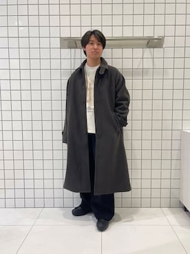「アイテム（ステンカラーコート）」を使った、shinshinさん（メンズ・166cm）の冬コーディネート