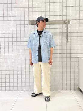 「アイテム（チノパンツ、ホワイト系）」を使った、shinshinさん（メンズ・166cm）の夏コーディネート