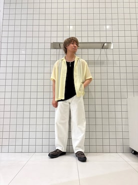 「SENSE OF PLACE by URBAN RESEARCH(センスオブプレイスバイアーバンリサーチ)のアソートバレルレッグデニムパンツ(デニムパンツ、ホワイト系)」を使った、shinshinさん(メンズ・166cm)の夏コーディネート