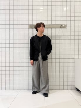 「SENSE OF PLACE by URBAN RESEARCH（センスオブプレイスバイアーバンリサーチ）のウールタッチストライプワイドフレアパンツ（その他パンツ）」を使った、shinshinさん（メンズ・166cm）の秋コーディネート
