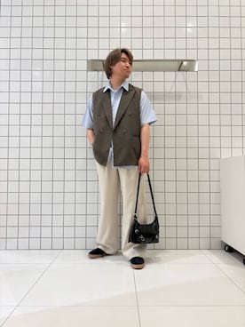 「アイテム（ダウンベスト）」を使った、shinshinさん（メンズ・166cm）の春コーディネート