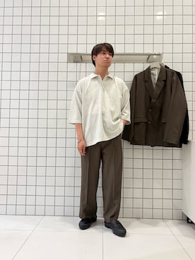 「アイテム（ポロシャツ、ベージュ系）」を使った、shinshinさん（メンズ・166cm）の夏コーディネート