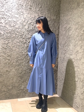「NANO universe（ナノユニバース）のアイテム（シャツワンピース）」を使った、choneuneriさん（レディース・164cm）の秋コーディネート