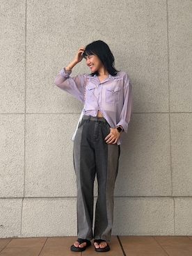 「リメイクデニム」｜「アイテム（トップス）」を使った、choneuneriさん（レディース・164cm）の秋コーディネート