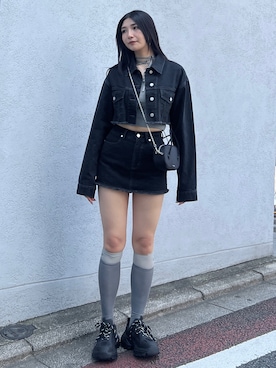 「EMODA（エモダ）のアイテム（デニムジャケット）」を使った、永田真弓さん（レディース・168cm）の夏コーディネート