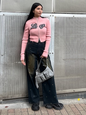 「EMODA（エモダ）のアイテム（ハンドバッグ）」を使った、永田真弓さん（レディース・168cm）の秋コーディネート