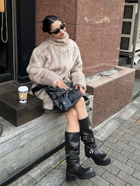 「EMODA（エモダ）のアイテム（ジャケット/アウター）」を使った、永田真弓さん（レディース・168cm）の秋コーディネート