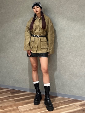 「EMODA（エモダ）のアイテム（その他アウター）」を使った、永田真弓さん（レディース・168cm）の夏コーディネート
