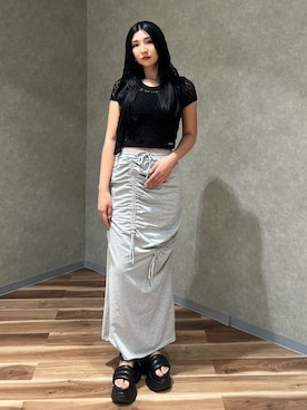 「マキシスカートコーデ」｜永田真弓さん（レディース・168cm）の夏コーディネート