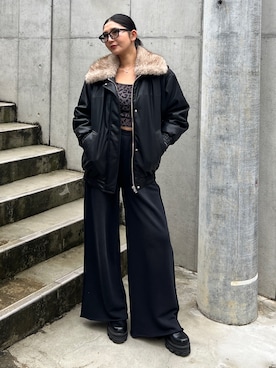 「EMODA（エモダ）のアイテム（ジャケット/アウター）」を使った、永田真弓さん（レディース・168cm）の秋コーディネート