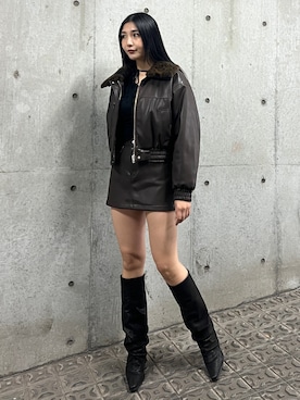 「EMODA（エモダ）のアイテム（ジャケット/アウター）」を使った、永田真弓さん（レディース・168cm）の秋コーディネート