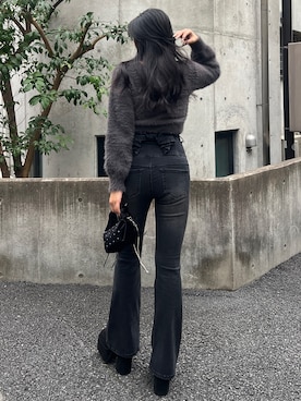 「EMODA（エモダ）のアイテム（ニット/セーター）」を使った、永田真弓さん（レディース・168cm）の秋コーディネート