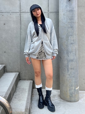 「EMODA（エモダ）のアイテム（ハンチング/ベレー帽）」を使った、永田真弓さん（レディース・168cm）の秋コーディネート