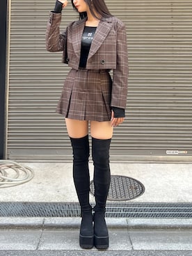 「EMODA（エモダ）のアイテム」を使った、永田真弓さん（レディース・168cm）の夏コーディネート