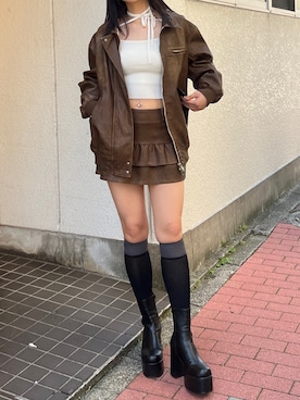 「アイテム（ブルゾン）」を使った、永田真弓さん（レディース・168cm）の夏コーディネート