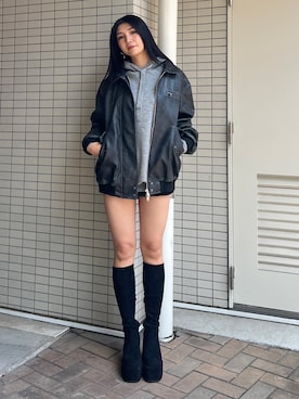 「アイテム（ブルゾン）」を使った、永田真弓さん（レディース・168cm）の夏コーディネート