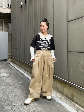 「BEAMS BOY（ビームスボーイ）のアイテム（パンツ）」を使った、黒田 彩乃さん（レディース・153cm）の春コーディネート