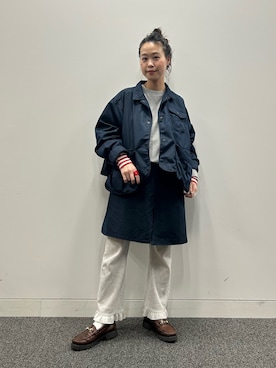 「アイテム（ミリタリージャケット）」を使った、黒田 彩乃さん（レディース・153cm）の冬コーディネート