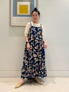 「BEAMS BOY（ビームスボーイ）のダメージ サーマル Tシャツ（Tシャツ/カットソー、ベージュ系）」を使った、黒田 彩乃さん（レディース・153cm）の春コーディネート