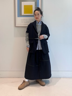「Clarks（クラークス）のアイテム」を使った、黒田 彩乃さん（レディース・153cm）の秋コーディネート