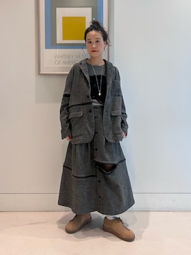 「Clarks（クラークス）のアイテム」を使った、黒田 彩乃さん（レディース・153cm）の秋コーディネート