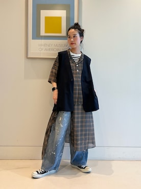 「Lee（リー）のアイテム（パンツ）」を使った、黒田 彩乃さん（レディース・153cm）の春コーディネート