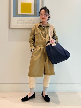 「アイテム（オールインワン・サロペット）」を使った、黒田 彩乃さん（レディース・153cm）の夏コーディネート