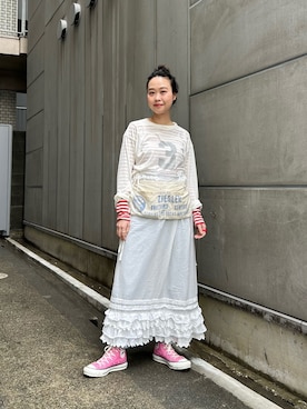 「BEAMS BOY（ビームスボーイ）のアイテム（トップス）」を使った、黒田 彩乃さん（レディース・153cm）の春コーディネート