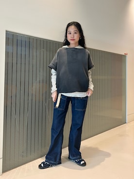 「アイテム（Tシャツ/カットソー）」を使った、黒田 彩乃さん（レディース・153cm）の夏コーディネート
