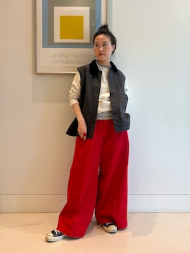 「BEAMS BOY（ビームスボーイ）のハンティング ベスト（ベスト、ブラック系）」を使った、黒田 彩乃さん（レディース・153cm）の夏コーディネート