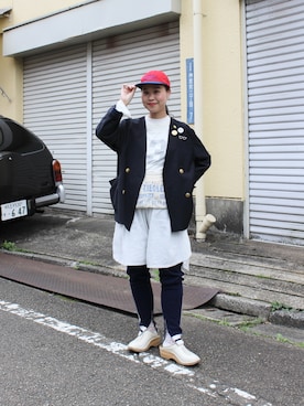 「BEAMS BOY（ビームスボーイ）のアイテム（帽子）」を使った、黒田 彩乃さん（レディース・153cm）の春コーディネート