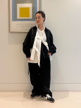 「アイテム（カーゴパンツ）」を使った、黒田 彩乃さん（レディース・153cm）の夏コーディネート