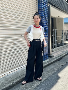 「BEAMS BOY（ビームスボーイ）のArch_Flip_Sandal（サンダル、ブラウン系）」を使った、黒田 彩乃さん（レディース・153cm）の夏コーディネート