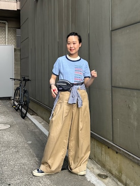 「BEAMS BOY（ビームスボーイ）のアイテム（パンツ）」を使った、黒田 彩乃さん（レディース・153cm）の春コーディネート