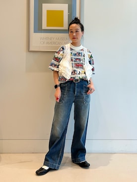 「Champion（チャンピオン）のアイテム（トップス）」を使った、黒田 彩乃さん（レディース・153cm）の春コーディネート