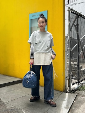 「BEAMS BOY（ビームスボーイ）のアイテム（トップス）」を使った、黒田 彩乃さん（レディース・153cm）の春コーディネート