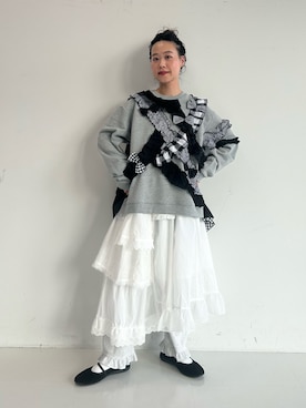 「TORI-TO（トリト）の【別注】TORI-TO / ティアード スカート（スカート）」を使った、黒田 彩乃さん（レディース・153cm・30代）の秋コーディネート