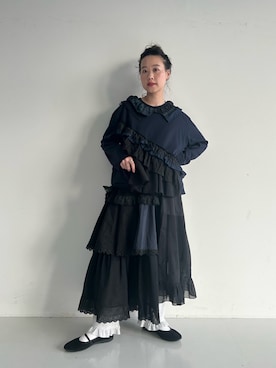 「TORI-TO（トリト）の【別注】TORI-TO / ティアード スカート（スカート）」を使った、黒田 彩乃さん（レディース・153cm・30代）の秋コーディネート