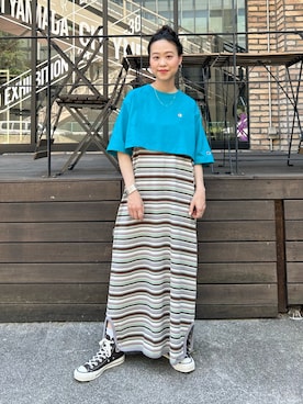 「Champion（チャンピオン）のアイテム」を使った、黒田 彩乃さん（レディース・153cm）の夏コーディネート